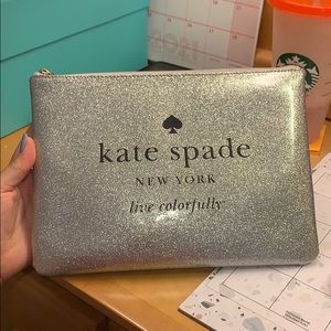 Silver glitter Kate Spade Pouch